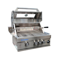 Barbecue Kingzan KG-B3 d'extérieur en acier inoxydable 304 chromé, gaz/charbon, avec moteur rotatif infrarouge et 5+1 brûleurs