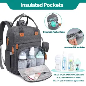 Diaper Bag Backpack Multi Function Waterproof Travel Essentials Baby Bag With Changing Pad Stroller Straps Pacifier Case Unisex