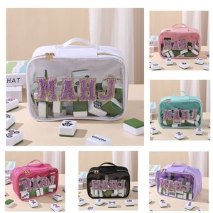 FUPAI Open PVC Modern Embroidered Alphabet Mahjong Storage <strong>Bag</strong> Large Capacity Portable Cosmetic &amp; for Travel <strong>Bag</strong> - Product Image 2