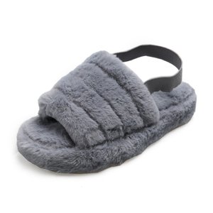 Nouveau modèle Premium Vente en gros Pantoufles pelucheuses à bout ouvert personnalisées Pantoufles de maison en fausse fourrure pelucheuse et fourrure au meilleur prix - Product Image 2