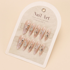<span class=keywords><strong>Uñas</strong></span> <span class=keywords><strong>Postizas</strong></span> de Estilo Chino con Diseño de Ojo de Gato, Mariposa y Serpiente Dorada, <span class=keywords><strong>Uñas</strong></span> Falsas Hechas a Mano de Lujo, 24-30 Piezas, Venta al por Mayor, Virales en TikTok - Product Image 5