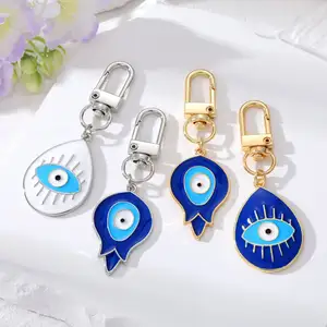 Promotion Evil Eye Key chain Blue Eye Car Key rings Bag charms Accessories Drip flower Evil Eye Jewelry Pendant Metal key chains