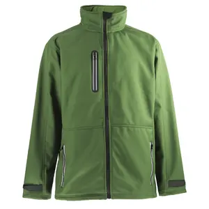 Custom Outdoor Men Quality Tactical Softshell Jacket Green 3 Layers Fleece Lined Waterproof