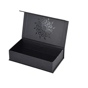 Custom Logo Printed Logo Recycled Cardboard Big Black Packaging Carton Foldable Large Luxury Magnetic Gift Box With Lid