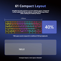 Ajazz NK61 Gaming Keyboard 60 Percent Hot Swappable USB-C Wired Mechanical Mini Compact 61 Keys RGB Programmable Plug & Play