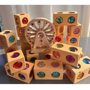 Đồ chơi xếp hình khối gỗ 3D 6 mặt lấp lánh acrylic <span class=keywords><strong>New</strong></span> <span class=keywords><strong>Kids</strong></span>, hình cầu vồng, pha lê lucite, quà tặng sinh nhật - Product Image 1