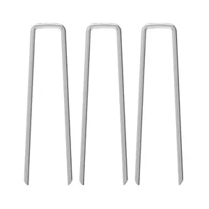 50 Pack 12 inch Garden Tent Stakes Galvanized Landscape Staples 11 Gauge Steel Ground Pins