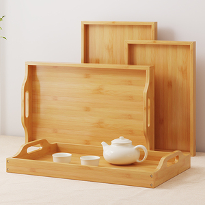 ถาดเสิร์ฟไม้ Xu Furui ทรงสี่เหลี่ยม ถาดไม้ไผ่สำหรับชา กาแฟ ใช้ในครัว ห้องนอน ห้องนั่งเล่น สไตล์เรียบง่าย - Product Image 4