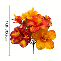 Faux Hibiscus Fleurs tropicales Orange Rouge Tige verte réaliste Fait à la main Plante artificielle écologique pour cour Jardin Noël