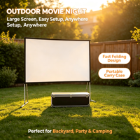 Écran de projection professionnel 16:9 de 200 pouces à pliage rapide avec support, revêtement nano portable pour concerts et locations de scènes