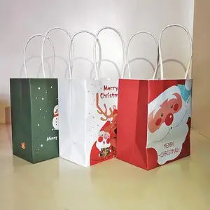 Accept Custom Order Handle Gift Paper Bag Wholesale Kraft Custom Christmas Paper Small Wedding Gift Bag With Custom Logo