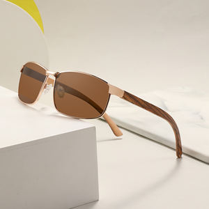 แว่นกันแดดโพลาไรซ์ UV400ทำด้วยมือมาใหม่2025พร้อมกรอบโลหะสีน้ำตาลแว่นกันแดดไม้ธรรมชาติโลโก้ตามสั่ง - Product Image 1