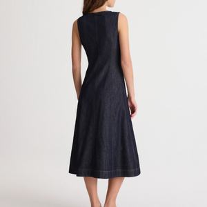 Vestido Vaquero Personalizado con Logotipo para Mujer, Formal, Cuello Cuadrado, Sin Mangas, Corte Ajustado, Estilo Vintage, Lavado Ácido, Desgastado, Vaquero Crudo - Product Image 2