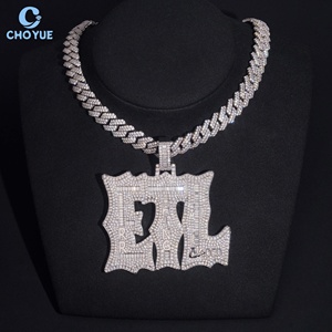 Custom Iced Out Bagutter Moissanite Name <b>Pendant</b> <b>Solid</b> 925 Sterling Silver <b>Gold</b> Plated VVS Moissanite Luxury Hip Hop Jewelry - Product Image 1