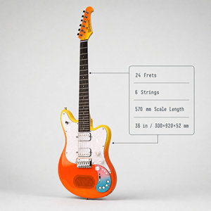Guitarra Eléctrica SE Mini de 36 Pulgadas, 6 Cuerdas, 24 Trastes, con Altavoz Integrado, Efectos, Panel de Control Inteligente, Pastillas HH, Color Naranja - Product Image 1