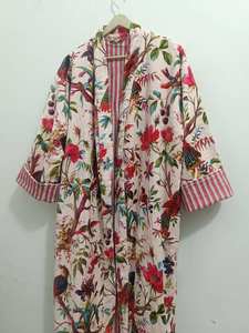 Kimono Elegante de Terciopelo de Algodón Hecho a Mano con Estampado Floral para Mujer, Transpirable, de Secado Rápido, con Cierre de Cordón, Largo Completo, para Novia - Product Image 5