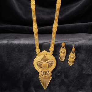 Gold Plated Forming Long Necklaces, Special Occasion, Traditional <b>Bridal</b> Jewelry Set Copper & Brass Chapado En Oro Oro Laminado - Product Image 1