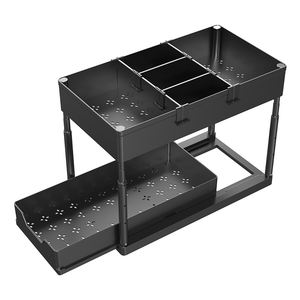 Nouveau plastique ABS 2 niveaux cuisine support tirer évier pots à épices support organisateur Double tiroirs de rangement assaisonnement armoire coulissante - Product Image 6