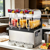 Máquina de Granizados de Acero Inoxidable de 3 Tanques, 45L de Capacidad Total, Alta Productividad, para Smoothies, Jugos, Bebidas, Hielo