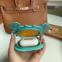 Nouvelle mini pochette porte-monnaie en cuir en forme de crabe mignon, étui à écouteurs zippé, porte-clés, breloque de sac pour femmes et enfants, pendentif animal, pochette décorative