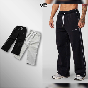 Pantalones de gimnasio para hombre con logotipo personalizado de fabricante de Vietnam, pantalones de pierna ancha de algodón 100%, estilo callejero deportivo Unisex - Product Image 5