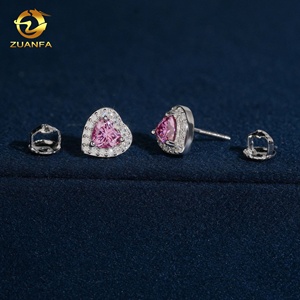 <span class=keywords><strong>Orecchini</strong></span> a perno con moissanite <span class=keywords><strong>rosa</strong></span> D VVS all'ingrosso, taglio a cuore, con halo, in <span class=keywords><strong>argento</strong></span> 925, stile Iced Out - Product Image 5