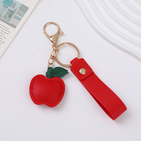 Pu lederen sleutelhanger kleurrijke fruit tas charme met polsbandje autosleutelring handtas decor cadeau groothandel