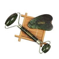 Système de massage Derma Rolling en jade vert Phénix, ensemble de rouleaux en jade et planche Gua Sha, boîte pour massage du visage et du cou, outil de massage