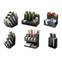 Support de verres en gros, porte-verres à vin en acrylique noir, distributeur de mouchoirs et de pailles, accessoire de comptoir de bar, en stock pour les salons de thé