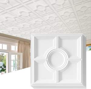 Panneaux muraux 3D en PVC Carreau de plafond décoratif à coller Panneau de plafond carré-Blanc Panneaux de conception - Product Image 6