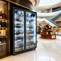 Réfrigérateur vertical commercial à porte vitrée pour la présentation de vins, réfrigérateur à vin pour bar