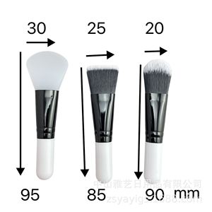 Pinceau de maquillage à poils doux portable unique de haute qualité, fond de teint en cheveux synthétiques blancs, crème, masque, petit applicateur en silicone pour le visage - Product Image 4