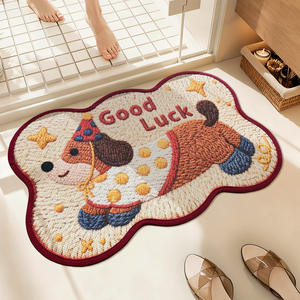 Alfombra de baño con estampado de perro, rectangular, antideslizante, tejida, para la entrada del hogar, balcón - Product Image 2
