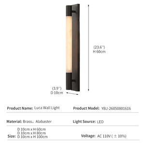 Lámpara de Pared de Alabastro, Aplique de Latón con Piedra Natural, <span class=keywords><strong>Luz</strong></span> Lineal Moderna de Lujo, Luminaria de Diseño para Baño, Espejo, Pasillo, Hotel - Product Image 2