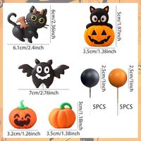 Set de 15 Adornos para Pastel de Halloween, Gato Volador, Murciélago, Calabaza, Linterna, Bola de Pastel Negra y Naranja, Decoración para Fiestas, Suministros de Decoración para Halloween