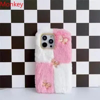 Étui de luxe papillon pour iPhone 11 12 13 14 Pro Max X XR XS 6 7 8 14 Plus 5S 12Mini SE 3 couverture de téléphone en Silicone souple en peluche moelleuse