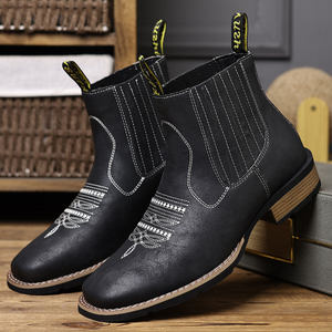 Botas Chelsea Unisex Estilo Cowboy, Cómodas, Impermeables, con Tacón Grueso y Punta en Pico, Botas Occidentales para Hombre, Ideales para Fiestas - Product Image 5