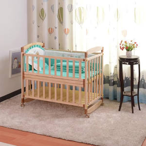 Lit bébé en bois massif réglable à double étage pour nouveau-né, convertible, blanc, moderne, écologique, chambre à coucher, salon - Product Image 3