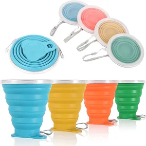 Collapsible Travel Cup Silicone Folding Camping Cup With Lids Hot Sale Silicone PP Bag CLASSIC Sustainable Cups Saucers 250ml
