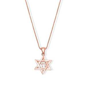 Collier avec pendentif étoile de David miniature tissée avec symbole <span class=keywords><strong>Chai</strong></span>, en or plaqué 18 carats, bijoux israéliens, chaîne avec pendentif Magen hébreu pour femmes - Product Image 3