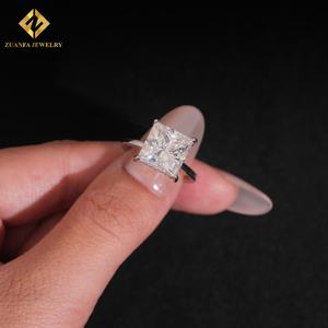 Anillo de Compromiso de Diamante con Corte Princesa, Joyería Fina al por Mayor, Plata de Ley 925, Diamante Moissanita GRA VVS, Anillo para Mujer - Product Image 6
