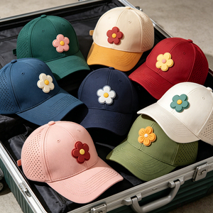 Casquettes de baseball structurées à 6 panneaux avec <span class=keywords><strong>logo</strong></span> brodé personnalisé, bord incurvé, perforations découpées au laser, pour la randonnée, le camping, le golf, casquettes de camionneur - Product Image 5