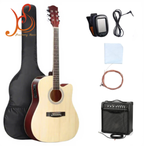 <span class=keywords><strong>Guitare</strong></span> acoustique cutaway Huasheng 41 pouces en tilleul avec égaliseur 7545 et accessoires – Prix usine - Product Image 1