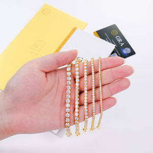 Bracelet Tennis Hip Hop en Argent Sterling 925 Plaqué Or Jaune, Sertissage Griffe, Diamant GRA et Moissanite Taille Brillant, 2-6mm - Product Image 1