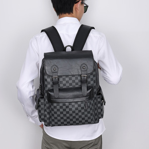 Mochila a cuadros para hombre Lanchi, para portátil de 14 pulgadas, para viajes de negocios, uso diario informal - Product Image 2