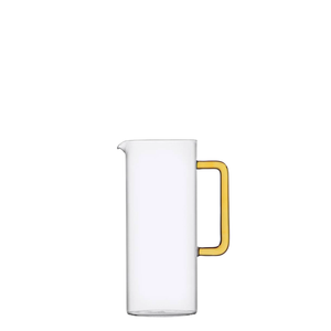 Carafe transparente minimaliste avec poignée jaune, compatible lave-vaisselle, verre italien, capacité 1L - Product Image 1