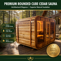 Sauna extérieur en cèdre rouge canadien EnjoySaunas pour 4 personnes, chauffage électrique 6KW, verre panoramique pour jardin, certifié CE