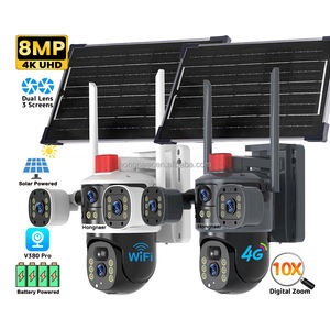กล้องวงจรปิดไร้สายพลังงานแสงอาทิตย์ Hongnaer 8MP <span class=keywords><strong>3</strong></span> วิดีโอ รุ่น V380 Pro เลนส์คู่ 4K WiFi 4G รองรับซิมการ์ด - Product Image 1
