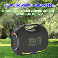 Altoparlante Wireless Portatile ad Alta Potenza 250W ZE21, Batteria 48000mAh, Illuminazione LED RGB, Impermeabile IPX6 5.3 per Feste Interne ed Esterne