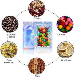 Confezione di caramelle olografiche da <span class=keywords><strong>3</strong></span>.5g borsa in Mylar con chiusura a Zip piccola borsa con cerniera personalizzata per alimenti trasparente stampa rotocalco riciclabile accetta - Product Image 6